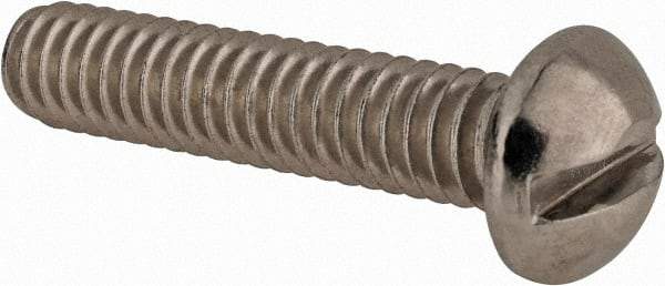Value Collection - 1/4-20 UNC, 1-1/4" Length Under Head Slotted Drive Machine Screw - Round Head, Grade 18-8 Stainless Steel, Uncoated, Without Washer - Exact Tool & Supply