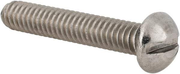 Value Collection - 1/4-20 UNC, 1-1/2" Length Under Head Slotted Drive Machine Screw - Round Head, Grade 18-8 Stainless Steel, Uncoated, Without Washer - Exact Tool & Supply