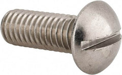 Value Collection - 3/8-16 UNC, 1" Length Under Head Slotted Drive Machine Screw - Round Head, Grade 18-8 Stainless Steel, Uncoated, Without Washer - Exact Tool & Supply