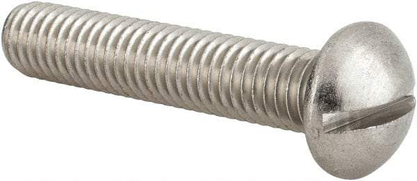 Value Collection - 3/8-16 UNC, 2" Length Under Head Slotted Drive Machine Screw - Round Head, Grade 18-8 Stainless Steel, Uncoated, Without Washer - Exact Tool & Supply
