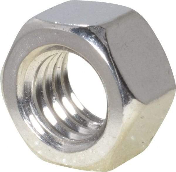 Value Collection - 3/8-16 UNC Stainless Steel Right Hand Hex Nut - 9/16" Across Flats, 21/64" High, Uncoated - Exact Tool & Supply
