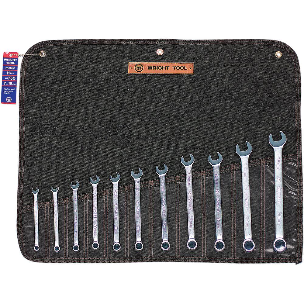 Wright Tool & Forge - 11 Pc, 7 -19mm, 12-Point Metric Combination Wrench Set - Exact Tool & Supply