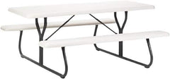 ICEBERG - 30" Long x 72" Wide x 29" High Stationary Rectangular Picnic Table - Platinum & Gray, High-Density Polyethylene/Steel - Exact Tool & Supply