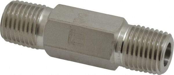 Ham-Let - 1/4" Grade 316 Stainless Steel Pipe Hex Nipple - MNPT End Connections, 7,500 psi - Exact Tool & Supply