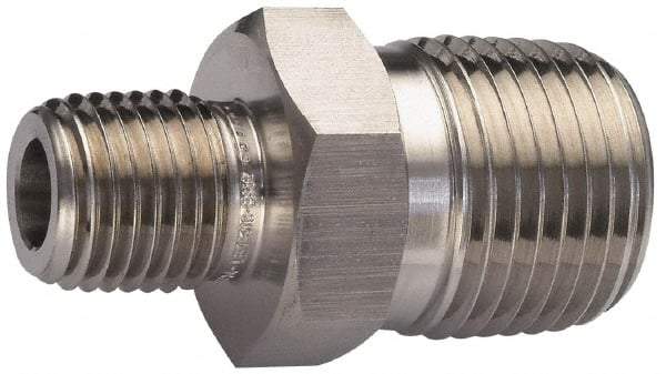 Ham-Let - 3/4 x 1/2" Internal Brass Reducer Nipple - 3600 PSI, MNPT x MNPT - Exact Tool & Supply