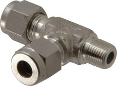 Ham-Let - 1/4" OD, Grade 316Stainless Steel Male Run Tee - Comp x MNPT x Comp Ends - Exact Tool & Supply