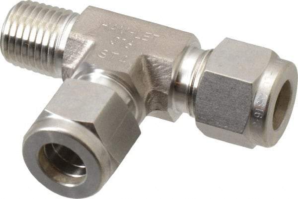 Ham-Let - 3/8" OD, Grade 316Stainless Steel Male Run Tee - Comp x MNPT x Comp Ends - Exact Tool & Supply