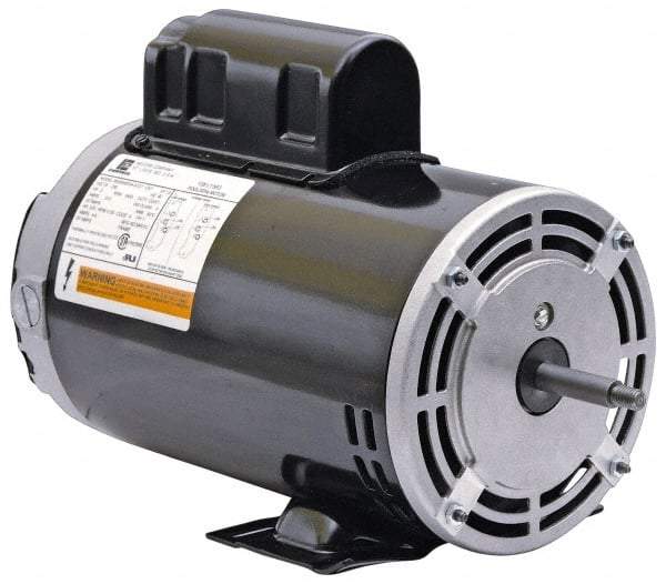 US Motors - 1/2 hp, ODP Enclosure, Auto Thermal Protection, 3,450 RPM, 115 Volt, 60 Hz, Industrial Electric AC/DC Motor - Size 48 Frame, Thru Bolt with Base Mount, 1 Speed, Ball/SAB Bearings, 7.5 Full Load Amps, B Class Insulation, CCW Drive End - Exact Tool & Supply