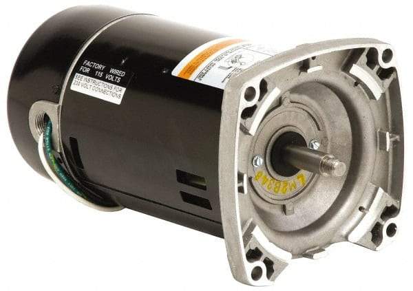 US Motors - 1 hp, ODP Enclosure, Auto Thermal Protection, 3,450 RPM, 115/230 Volt, 60 Hz, Industrial Electric AC/DC Motor - Square Flange Mount, 1 Speed, Ball Bearings, B Class Insulation, CW Lead End - Exact Tool & Supply
