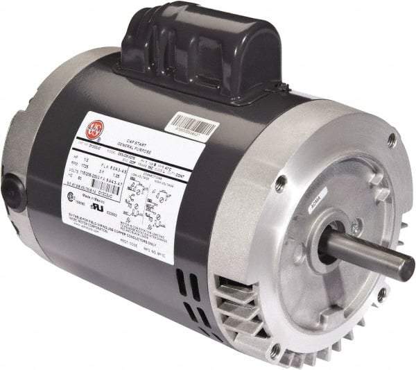 US Motors - 3 hp, ODP Enclosure, Auto Thermal Protection, 3,450 RPM, 208-230 Volt, 60 Hz, Industrial Electric AC/DC Motor - Size 56 Frame, C-Face Mount, 1 Speed, Ball Bearings, 14.0-12.8 Full Load Amps, B Class Insulation, Reversible - Exact Tool & Supply