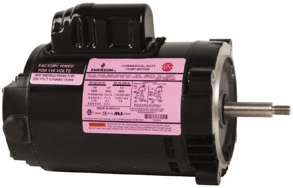 US Motors - 1/3 hp, ODP Enclosure, Auto Thermal Protection, 3,450 RPM, 115/208-230 Volt, 60 Hz, Industrial Electric AC/DC Motor - Size 56J Frame, J-Face Mount, 1 Speed, Ball Bearings, 6.2/2.9-3.1 Full Load Amps, B Class Insulation, CCW Drive End - Exact Tool & Supply