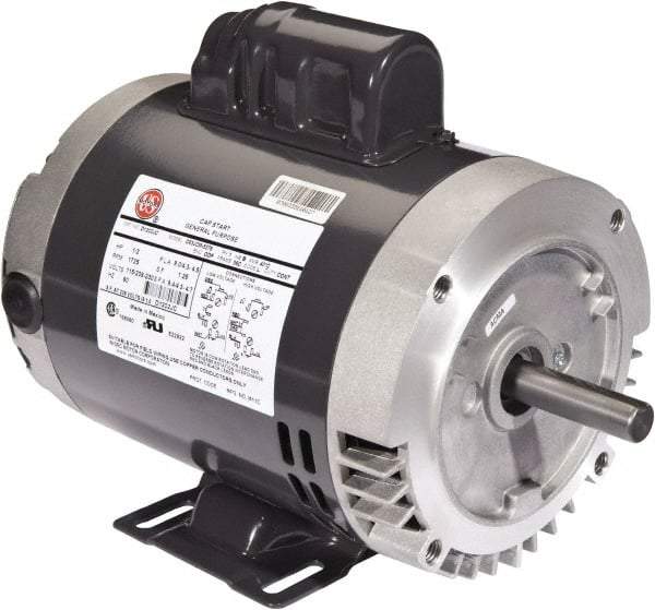 US Motors - 1/2 hp, ODP Enclosure, Auto Thermal Protection, 1,725 RPM, 115/208-230 Volt, 60 Hz, Industrial Electric AC/DC Motor - Size 56 Frame, J-Face/Base Mount, 1 Speed, Ball Bearings, 8.9/4.4-4.5 Full Load Amps, B Class Insulation, CCW Drive End - Exact Tool & Supply