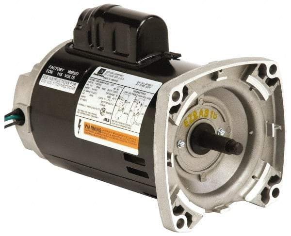 US Motors - 1/3 hp, ODP Enclosure, Auto Thermal Protection, 3,450 RPM, 115 Volt, 60 Hz, Industrial Electric AC/DC Motor - Size 56 Frame, Square Flange Mount, 1 Speed, Ball Bearings, 6.6 Full Load Amps, B Class Insulation, CCW Drive End - Exact Tool & Supply