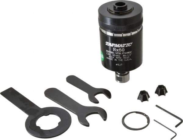 Tapmatic - Model RX50, No. 6 Min Tap Capacity, 1/2 Inch Max Mild Steel Tap Capacity, JT6 Mount Tapping Head - 22100 (J421), 22200 (J422) Compatible, Includes Tap Clamping Wrenches and 2 collets, for Manual Machines - Exact Tool & Supply