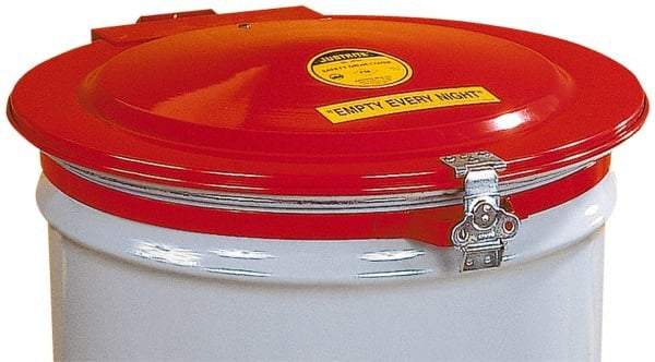 Justrite - 55 Gal, Steel Drum Cover - Hinged Manual-Closing Drum Cover - Exact Tool & Supply