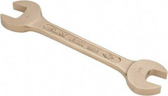 Ampco - 3/4" x 7/8" Nonsparking Open End Wrench - 8" OAL, Double End, Plain Finish, 15° Head Angle - Exact Tool & Supply