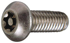 Value Collection - #6-32 UNC Pin In Torx Drive, Button Screw - Grade 18-8 Stainless Steel, Uncoated, 1" Length Under Head - Exact Tool & Supply