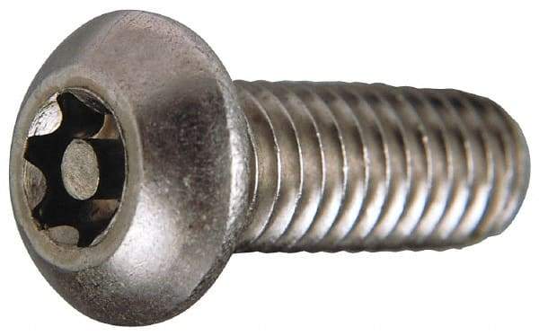 Value Collection - #6-32 UNC Pin In Torx Drive, Button Screw - Grade 18-8 Stainless Steel, Uncoated, 1/4" Length Under Head - Exact Tool & Supply