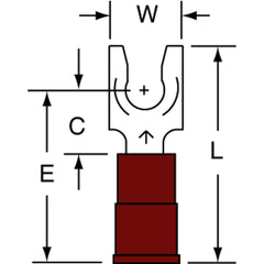 3M - #8 Stud, 22 to 18 AWG Compatible, Partially Insulated, Crimp Connection, Standard Fork Terminal - Exact Tool & Supply