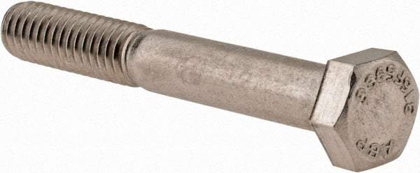 Value Collection - 5/16-18 UNC, 2-1/4" Length Under Head Hex Head Cap Screw - Partially Threaded, Grade 316 Stainless Steel, Uncoated, 1/2" Hex - Exact Tool & Supply