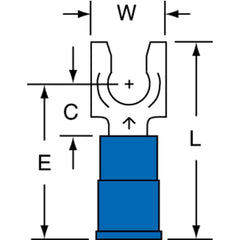 3M - #10 Stud, 16 to 14 AWG Compatible, Partially Insulated, Crimp Connection, Standard Fork Terminal - Exact Tool & Supply
