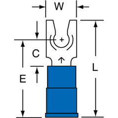 3M - #8 Stud, 16 to 14 AWG Compatible, Partially Insulated, Crimp Connection, Locking Fork Terminal - Exact Tool & Supply