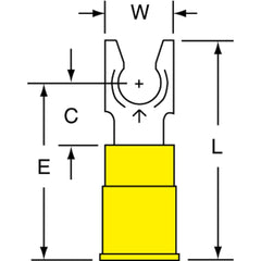 3M - #10 Stud, 12 to 10 AWG Compatible, Partially Insulated, Crimp Connection, Standard Fork Terminal - Exact Tool & Supply