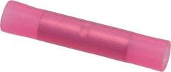 3M - 22 to 18 AWG Compatible, Nylon Fully Insulated, Crimp-On Butt Splice Terminal - 2 Wire Entries, 1.08" OAL, Red - Exact Tool & Supply