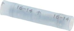 3M - 16 to 14 AWG Compatible, Nylon Fully Insulated, Crimp-On Butt Splice Terminal - 2 Wire Entries, 1.08" OAL, Blue - Exact Tool & Supply