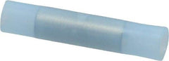 3M - 16 to 14 AWG Compatible, Nylon Fully Insulated, Crimp-On Butt Splice Terminal - 2 Wire Entries, 1.08" OAL, Blue - Exact Tool & Supply