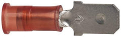 3M - 22 to 18 AWG, Nylon, Partially Insulated, Male Wire Disconnect - 1/4 Inch Wide Tab, Red, RoHS 2011/65/EU Compliant - Exact Tool & Supply