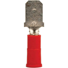 3M - 22 to 18 AWG, Vinyl, Partially Insulated, Male Wire Disconnect - 1/4" Wide Tab, Red, RoHS 2011/65/EU Compliant - Exact Tool & Supply