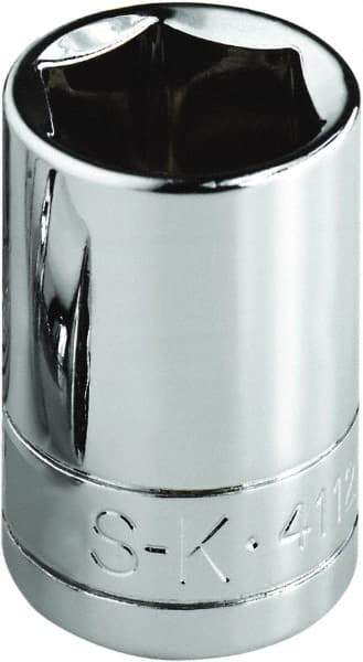 SK - 1-3/8", 1/2" Drive, Standard Hand Socket - 6 Points, Steel, Chrome Finish - Exact Tool & Supply