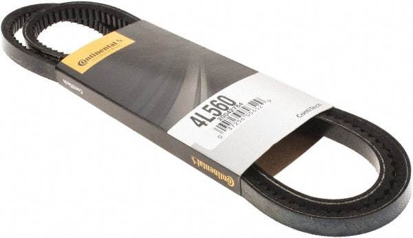 Continental ContiTech - Section 4L, 56" Outside Length, V-Belt - High Traction Rubber, Fractional HP, No. 4L560 - Exact Tool & Supply