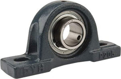 Value Collection - 5-1/2" OALBall Bearing Pillow Block - Cast Iron - Exact Tool & Supply