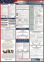 NMC - 24" Wide x 40" High Laminated Paper Labor Law Information Poster - Massachusetts Jurisdiction, 0.03" Thick, English - Exact Tool & Supply