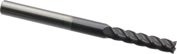 Accupro - 7/32", 1" LOC, 1/4" Shank Diam, 3" OAL, 4 Flute, Solid Carbide Square End Mill - Single End, AlTiN Finish, Spiral Flute, 40° Helix, Centercutting, Right Hand Cut, Right Hand Flute - Exact Tool & Supply