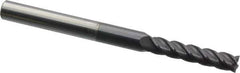 Accupro - 7/32", 1" LOC, 1/4" Shank Diam, 3" OAL, 4 Flute, Solid Carbide Square End Mill - Single End, AlTiN Finish, Spiral Flute, 40° Helix, Centercutting, Right Hand Cut, Right Hand Flute - Exact Tool & Supply