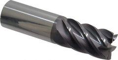 Accupro - 1", 1-3/4" LOC, 1" Shank Diam, 4" OAL, 6 Flute, Solid Carbide Square End Mill - Single End, AlTiN Finish, Spiral Flute, 40° Helix, Centercutting, Right Hand Cut, Right Hand Flute - Exact Tool & Supply