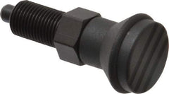 Gibraltar - M10x1, 15mm Thread Length, 5mm Plunger Diam, Knob Handle Indexing Plunger - Plunger Style A, 17mm Body Length, 47mm OAL, Steel - Exact Tool & Supply