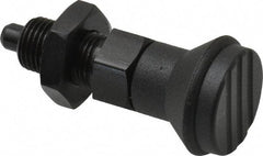 Gibraltar - M10x1, 15mm Thread Length, 5mm Plunger Diam, Knob Handle Indexing Plunger - Plunger Style B, 17mm Body Length, 47mm OAL, Steel - Exact Tool & Supply