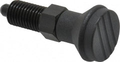 Gibraltar - M12x1.5, 17mm Thread Length, 6mm Plunger Diam, Knob Handle Indexing Plunger - Plunger Style A, 20mm Body Length, 56mm OAL, Steel - Exact Tool & Supply