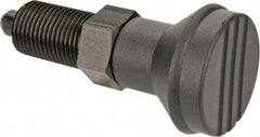 Gibraltar - M16x1.5, 23mm Thread Length, 8mm Plunger Diam, Knob Handle Indexing Plunger - Plunger Style A, 26mm Body Length, 74mm OAL, Steel - Exact Tool & Supply