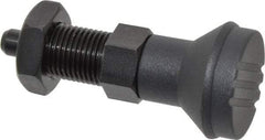 Gibraltar - M16x1.5, 23mm Thread Length, 8mm Plunger Diam, Knob Handle Indexing Plunger - Plunger Style B, 26mm Body Length, 74mm OAL, Steel - Exact Tool & Supply