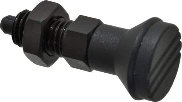 Gibraltar - 5/8-11, 23mm Thread Length, 8mm Plunger Diam, Knob Handle Indexing Plunger - Plunger Style B, 26mm Body Length, 74mm OAL, Steel - Exact Tool & Supply