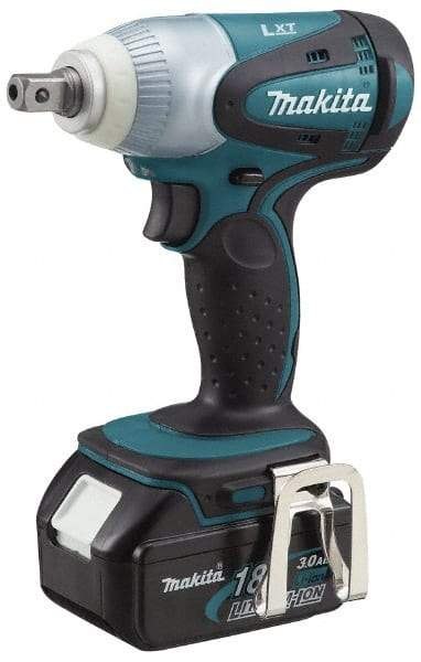 Makita - 1/2" Drive 18 Volt Pistol Grip Cordless Impact Wrench & Ratchet - 2,100 RPM, 170 Ft/Lb Torque, 2 Lithium-Ion Batteries Included - Exact Tool & Supply