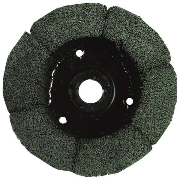 Osborn - 10" 180 Grit Silicon Carbide Crimped Disc Brush - Very Fine Grade, Plain Hole Connector, 1-1/2" Trim Length, 3/4" Shank Diam, 7/8" Arbor Hole - Exact Tool & Supply