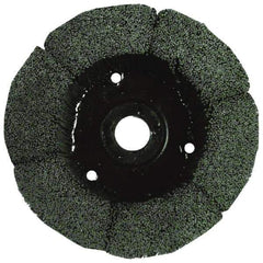 Osborn - 3" 120 Grit Silicon Carbide Crimped Disc Brush - Fine Grade, Plain Hole Connector, 1-1/2" Trim Length, 3/4" Shank Diam, 7/8" Arbor Hole - Exact Tool & Supply