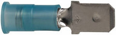 3M - 16 to 14 AWG, Nylon, Partially Insulated, Male Wire Disconnect - 1/4 Inch Wide Tab, Blue, RoHS 2011/65/EU Compliant - Exact Tool & Supply