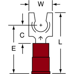3M - #10 Stud, 22 to 18 AWG Compatible, Partially Insulated, Crimp Connection, Locking Fork Terminal - Exact Tool & Supply
